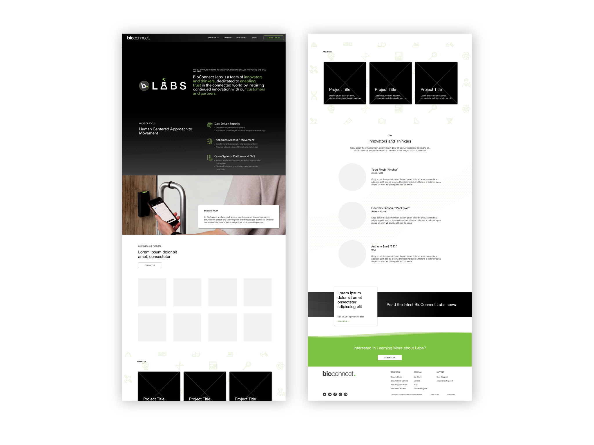 BioConnect Labs Wireframes