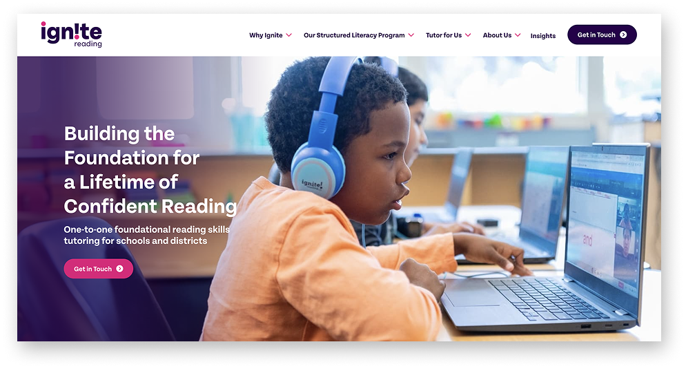 Ignite Reading Website Homepage